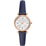 Fossil Carlie Navy Blue Leather Strap Women Watch ES5295