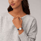 Fossil Carlie Navy Blue Leather Strap Women Watch ES5295