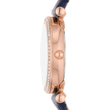 Fossil Carlie Navy Blue Leather Strap Women Watch ES5295