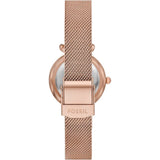 Fossil Carlie Silver Dial Rose Gold Milanese Strap Women Watch ES5314SET