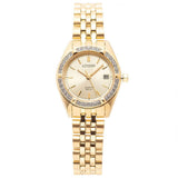 CITIZEN EU6062-50P GOLD DIAL CRYTAL CASE GOLD STAINLESS STEEL BRACELET STRAP WOMEN'S WATCH