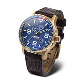 Vostok Europe Expedition North Pole Polar Sun Automatic Brown Leather & Red Silicone Strap Men's Watch YN55-597B730-RDSL