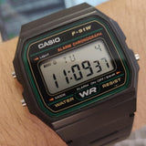 Casio General Digital Black Resin Strap Unisex Watch F-91W-3DG-P