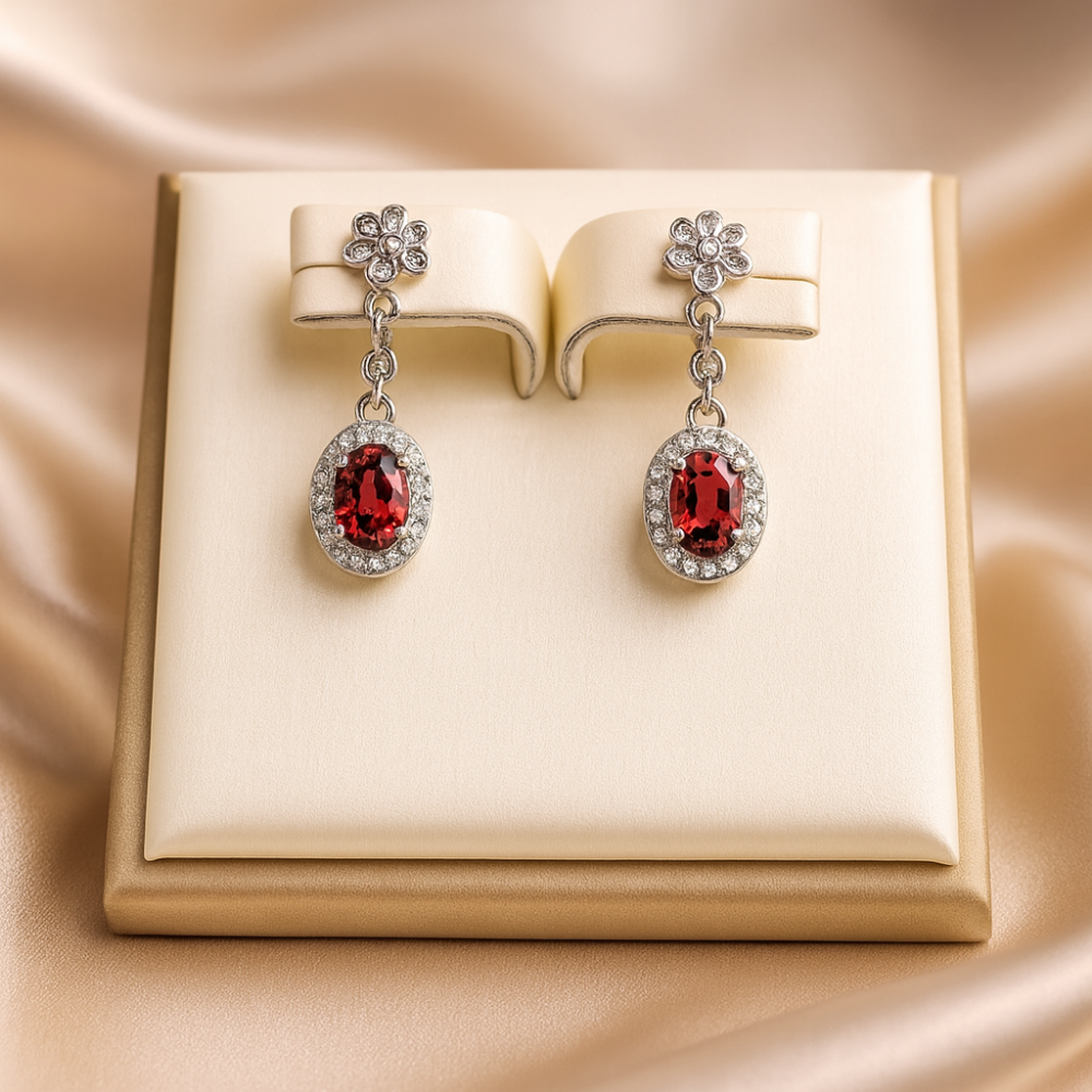 AG Collective Jewelry - Garnet Bloom Dangle Earrings