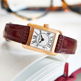 Frederique Constant Carrée Burgundy Leather Strap Women's Watch FC-200MC14