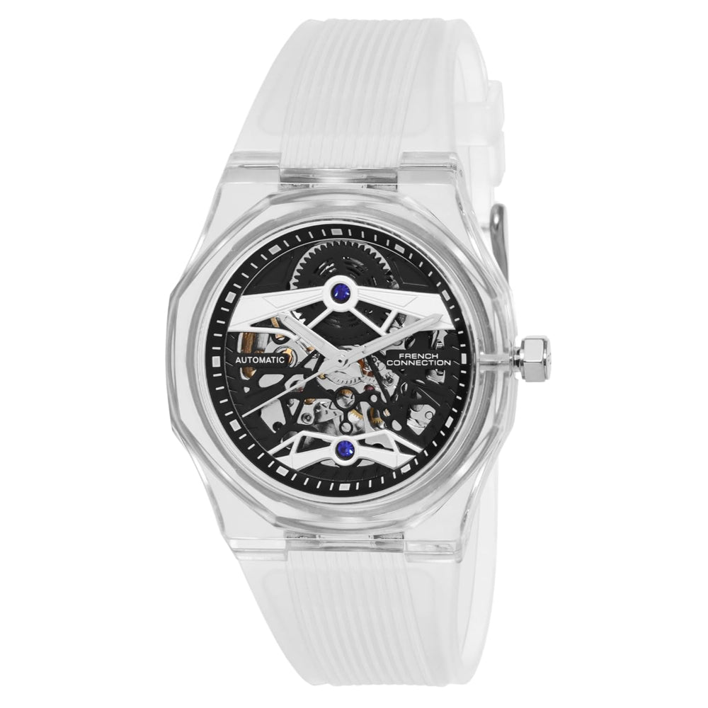 French Connection Skeleton Dial Transparent Resin Strap Men's Watch FCA09-5