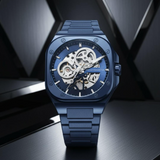 French Connection Skeleton Dial Blue Stainless Steel Strap Men's Watch FCA14UM