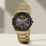 French Connection Skeleton Dial Gold Stainless Steel Strap Men's Watch FCA17GM