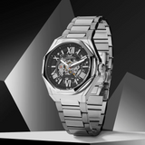 French Connection Skeleton Dial Silver Stainless Steel Strap Men's Watch FCA17SM