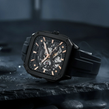 French Connection Skeleton Dial Black Silicone Strap Men's Watch FCA18BBL