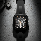 French Connection Skeleton Dial Black Silicone Strap Men's Watch FCA18BBL
