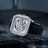 French Connection Skeleton Dial Black Silicone Strap Men's Watch FCA18SBL