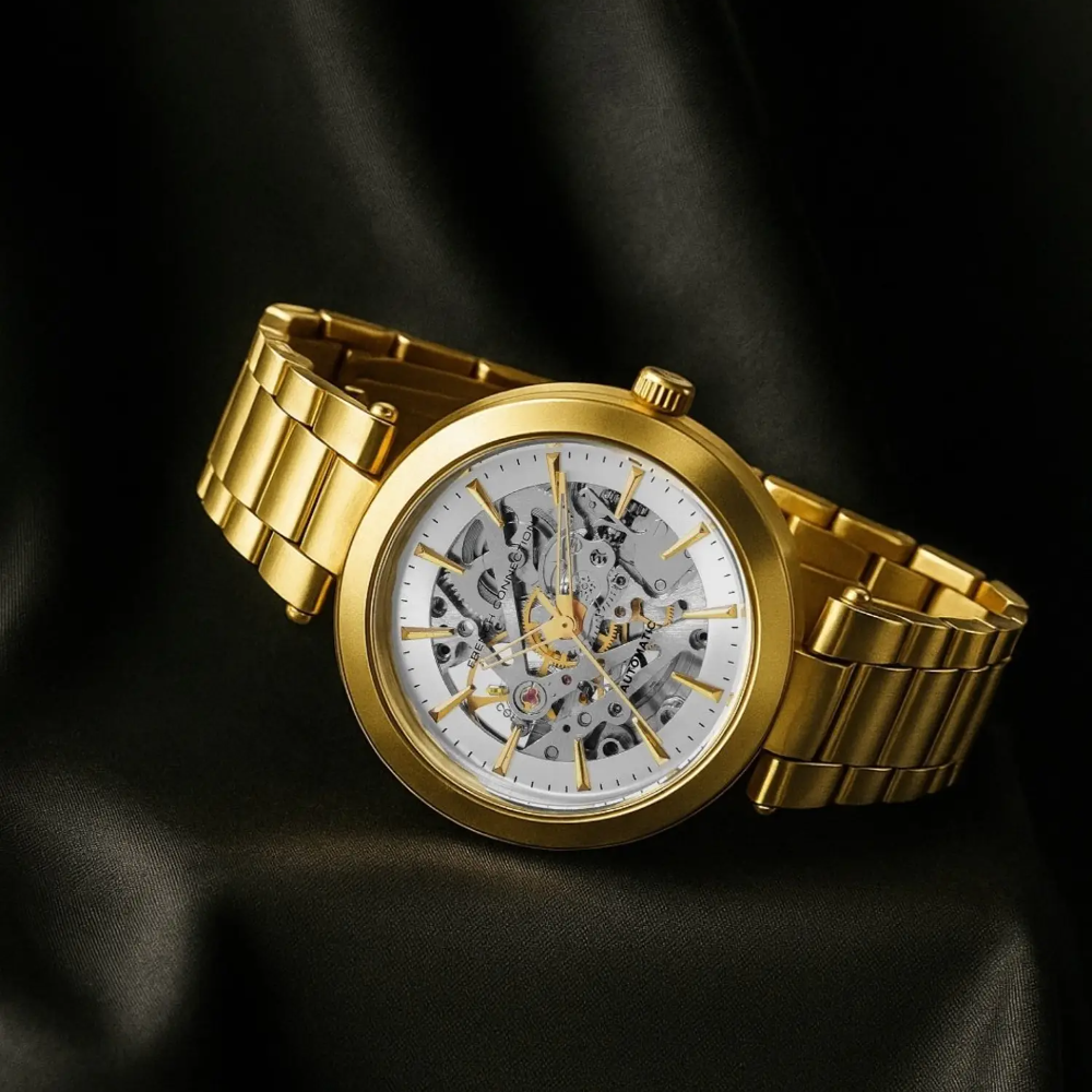French Connection Skeleton Dial Gold Stainless Steel Strap Men's Watch FCA21GM