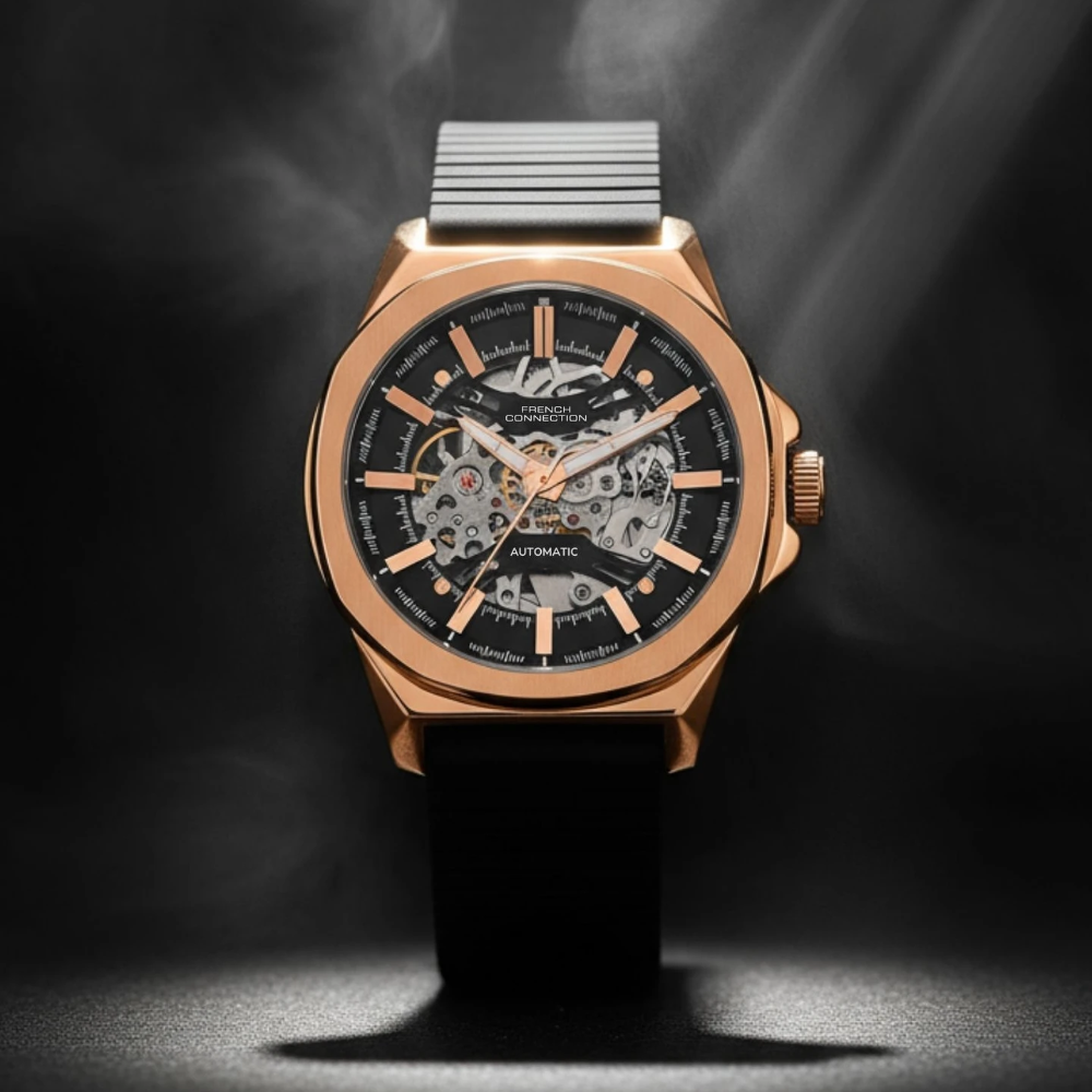 French Connection Black Dial Silicone Strap Men's Watch FCA23RBL