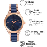 French Connection Blue Dial Stainless Steel Strap Women's Watch FCB9UM