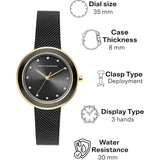 French Connection Black Dial Stainless Steel Mesh Strap Women's Watch FCMX2BM