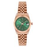 French Connection Green Dial Rose Gold Stainless Steel Strap Women's Watch FCN00085E