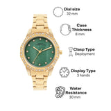 French Connection Green Dial Stainless Steel Strap Women's Watch FCU9NGM