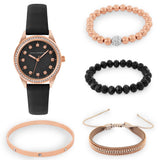 French Connection Black Leather Strap Gift Set Women's Watch FCW15BBL