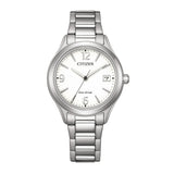 Citizen Eco-Drive White Dial Stainless Steel Strap Women Watch FE6121-67A