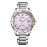 Citizen Eco-Drive Pink Dial Silver Stainless Steel Strap Women Watch FE6170-88X