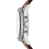 Fossil Blue Dive Green Dial Tan LiteHide Leather Strap Men's Watch FS5946P