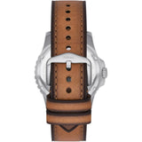 Fossil Blue Dive Green Dial Tan LiteHide Leather Strap Men's Watch FS5946P