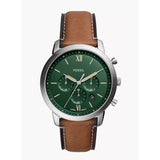 Fossil Green Dial And Brown Leather Strap Men Watch FS5963P