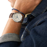 Fossil Minimalist Brown Leather Strap Men Watch Set FS5966SETP