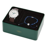 Fossil Minimalist Brown Leather Strap Men Watch Set FS5966SETP