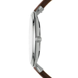 Fossil Minimalist Brown Leather Strap Men Watch Set FS5966SETP
