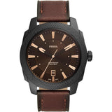 Fossil Machine Dark Brown Tan LiteHide Leather Strap Men's Watch FS5972P