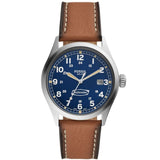 Fossil Defender Blue Dial Brown Leather Strap Men Watch FS5975