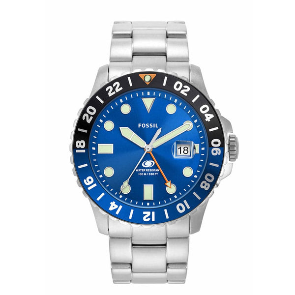 Fossil Blue Dial Silver Stainless Steel Strap Men Watch FS5991
