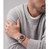 Fossil Machine Burgundy Dial Stainless Steel Men's Watch FS6014P