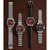 Fossil Machine Burgundy Dial Stainless Steel Men's Watch FS6014P