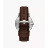 Fossil Minimalist Brown Leather Men's Watch and Bracelet Box Set FS6019SETP