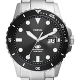 Fossil Blue Dive Black Dial Silver Tone Stainless Steel Men's Watch FS6032P