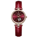 GEYA Starry Sky Series Mechanical Open Heart Ladies Watch Red Leather Strap Charmaine Sheh Edition G08216LHR