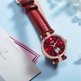 GEYA Starry Sky Series Mechanical Open Heart Ladies Watch Red Leather Strap Charmaine Sheh Edition G08216LHR