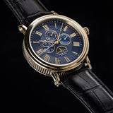 ARIES GOLD URBAN KENSINGTON GOLD STAINLESS STEEL G 101 G-BU BROWN LEATHER STRAP MEN'S WATCH