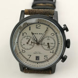 ARIES GOLD URBAN JOURNEY BLACK STAINLESS STEEL G 1025 BK-KHA CAMO KHAKI BROWN LEATHER STRAP MEN'S WATCH