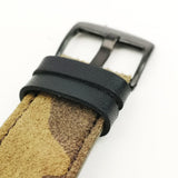 ARIES GOLD URBAN JOURNEY BLACK STAINLESS STEEL G 1025 BK-KHA CAMO KHAKI BROWN LEATHER STRAP MEN'S WATCH