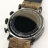 ARIES GOLD URBAN JOURNEY BLACK STAINLESS STEEL G 1025 BK-KHA CAMO KHAKI BROWN LEATHER STRAP MEN'S WATCH