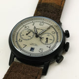 ARIES GOLD URBAN JOURNEY BLACK STAINLESS STEEL G 1025 BK-KHA CAMO KHAKI BROWN LEATHER STRAP MEN'S WATCH