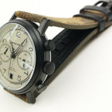 ARIES GOLD URBAN JOURNEY BLACK STAINLESS STEEL G 1025 BK-KHA CAMO KHAKI BROWN LEATHER STRAP MEN'S WATCH