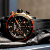 ARIES GOLD CHRONOGRAPH VENTURER ORANGE STAINLESS STEEL G 7012Z BK-OR BLACK SILICONE STRAP MEN'S WATCH