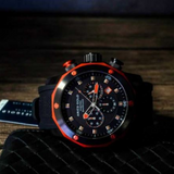 ARIES GOLD CHRONOGRAPH VENTURER ORANGE STAINLESS STEEL G 7012Z BK-OR BLACK SILICONE STRAP MEN'S WATCH