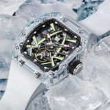 GEYA Transparent Crystal Case Skeleton Mechanical Auto Watch G78126GWKW