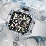 GEYA Transparent Crystal Case Skeleton Mechanical Auto Watch G78126GWKW